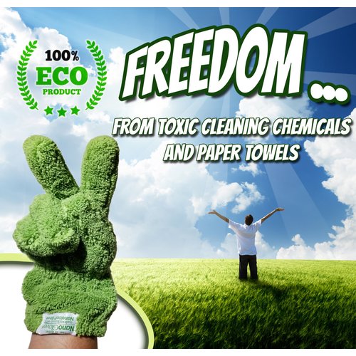 Nano Glove - Green Household Kitchen Cleaning Hand Glove | Replaces Paper Towels Microfiber Wipe Cloths & Feather Dusters | All Purpose Surface Cleaner for Window Stainless Steel Dusting (L-XL)
