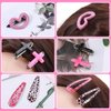 FRIUSATE 22 Pcs Y2k Pink Hair Clips Set Kawaii Hair, Love Star Cross Hair Clip Diy Handmade Accessories Guitar Pendant, Star Claw Clip Hairpin Snake Hair Clip, for Girls Hairstyle Accessory Gifts