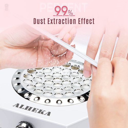 Alheka Nail Dust Collector, 80W Adjustable With 2 Reusable Filters, Vacuum Dust Collector for Acrylic Nails