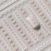 Lace Bowknot Nail Art Stickers 5D Embossed Nail Stickers Pink Bowknot White Lace 3D Self Adhesive Nail Art Supplies Decals Retro Sweet Bow Knot Vintage Manicure Sliders Accessories for Women Girls