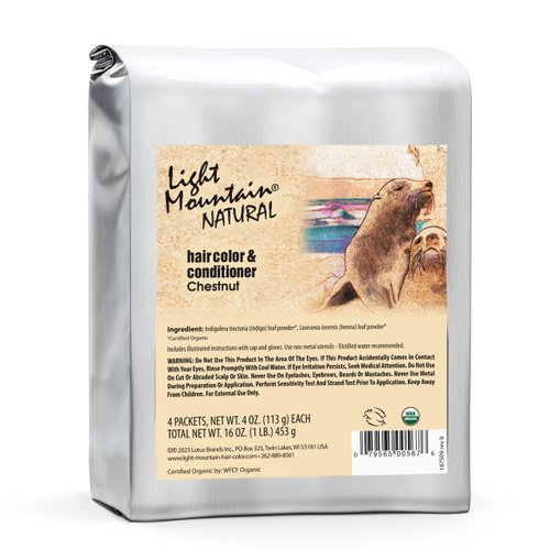 Light Mountain Henna Hair Color & Conditioner - Chestnut Hair Dye for Men/Women, Organic Henna Leaf Powder and Botanicals, Chemical-Free, Semi-Permanent Hair Color, 16 Oz