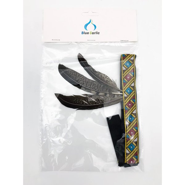 BLUE GARLIC Feather Headdress | Native American Indian Inspired costume boys girls