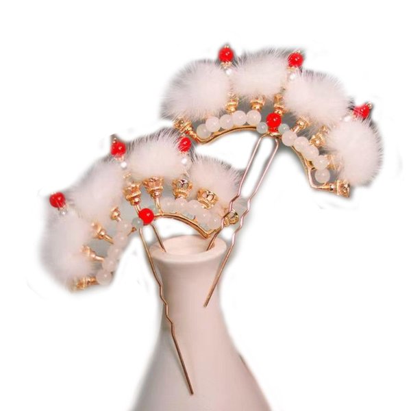 Leadigol 2PCS Flower Pearl Hair Stick Chinese Hair Chopsticks, Plush Hair Chopstick Hanfu Headwear Antique Hair Fork,Hair Making Accessories for Women
