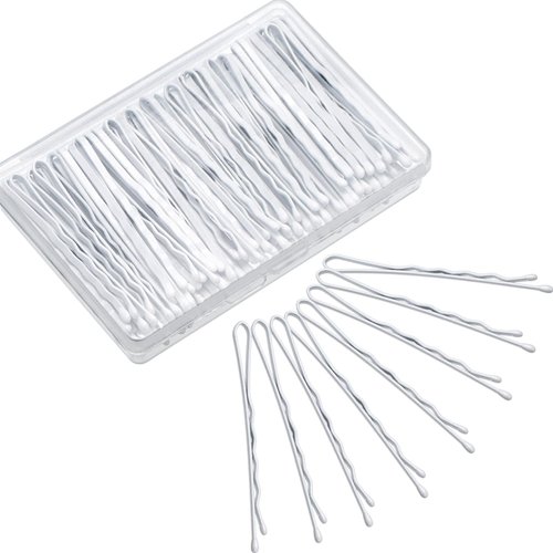Hicarer 100 Pieces White Bobby Pins 2.2 Inch Hair Pins for Women Girls Wave Hair Clips Bulk with Storage Box Wedding Hair Accessories for All Hair Types