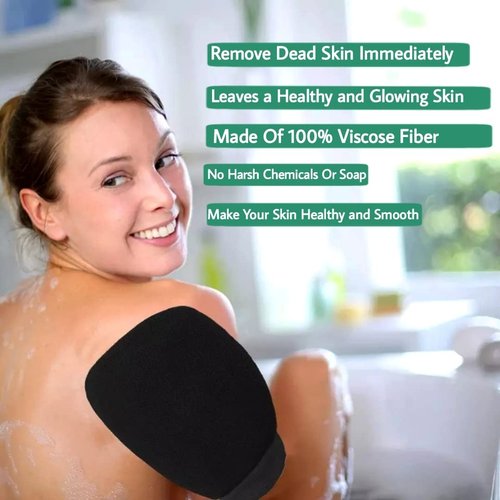 Exfoliating Body Scrub Gloves (3 Pcs) Exfoliating Mitt, Dead Skin Remover For Body, Korean Exfoliating Mitt, Body Scrubbers Black 15x22x0.5 cm