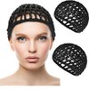 5 Pack Mesh Crochet Hairnet Rayon Knit Neck Caps Cropped Women's Hairnet Crocheted Night Caps (Black)