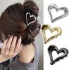 AIUPUOC Heart Hair Clips for Thin Hair for Women Valentine Hair Claw Clips French Hair Barrettes Accessories Holiday Hair Decoration Metal Silver Heart Clips Elegant Gold Claw Clip for Styling 3Pcs