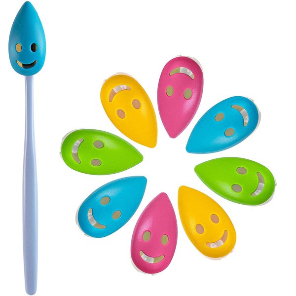 AUEAR, 8 Pack Smile Face Toothbrush Head Cover Cap with Suction Cup Cute Portable Toothbrush Protective Covers Case for Home Travel Outdoor Camping 4 Colors