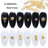3D Nail Art Metal Decals 12 Shapes Holographic Nail Glitters Sequins Gold Nail Art Supplies Flakes Nail Art Decorations Kit Shell Seahorse Leaf Starfish Nail Charms Sparkles for Acrylic Nails Designs