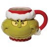 Department 56 Dr. Seuss Grinch Santa Face Sculpted Coffee Mug, 1 Count (Pack of 1), Multicolor