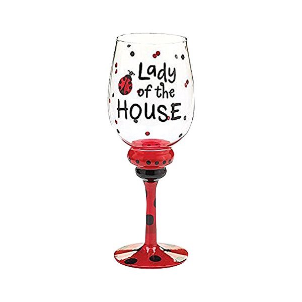 Burton and Burton Lady of The House Wine Glass Decor, 1 Count (Pack of 1), Multicolor