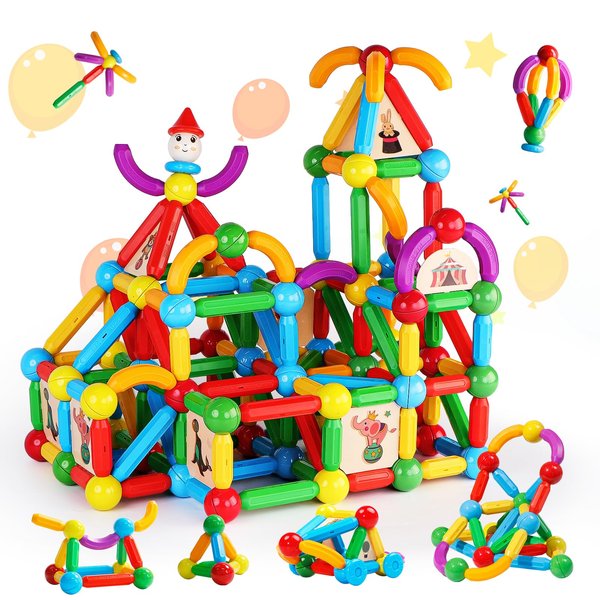TOKBLOK Magnetic Blocks Toys for 3 Years Old Girls Boys Magnetic Building Sticks Preschool Educational Learning STEM Toys Toddler Montessori Magnet Toys Kids Gift