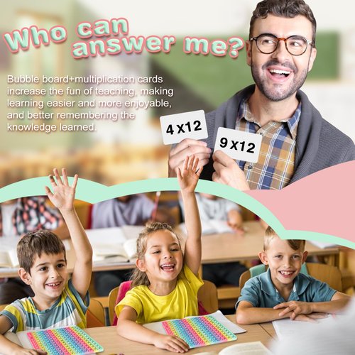 AK-SHIP Multiplication Game Table and Addition Numbers Flash Cards Doubled Side Macaron POP Fidget Math Toys, Create Various Math Operations, Stress Relief Fidget Learning Game （1 Piece | with Flash