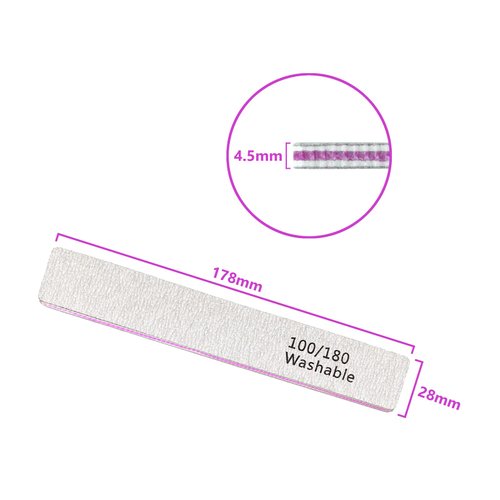 HeeYaa Nail File 12 PCS Professional Reusable 100/180 Grit Double Sides Washable Nail File Manicure Tools for Poly Nail Extension Gel and Acrylic Nails Tools Suit for Home Salon