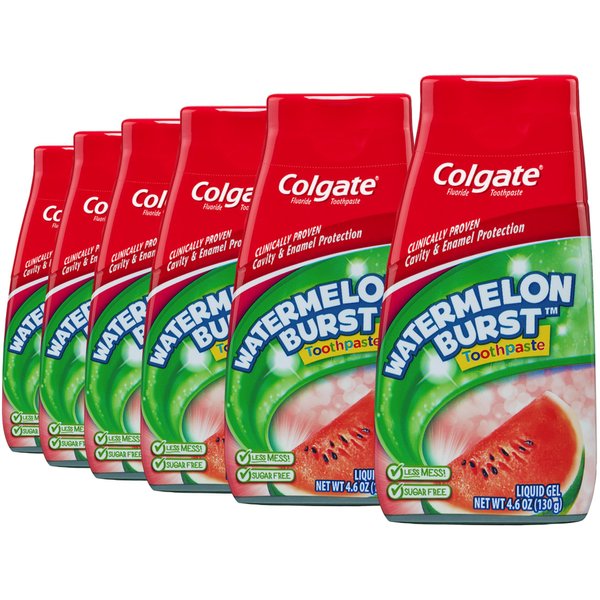 Colgate Kids Toothpaste with Anticavity Fluoride, Cavity and Enamel Protection for Ages 5+, Watermelon Burst - 4.6 ounces (6 Pack)