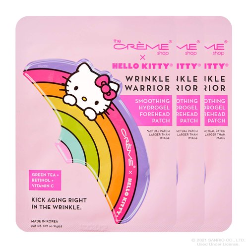 Hello Kitty Hydrogel Forehead Patch for Wrinkle Relief, Anti aging, Smooth Skin infused with Green Tea, Retinol, Vitamin C (3 Pack)