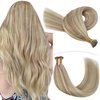 YoungSee I Tip Hair Extensions Human Hair Blonde Itip Human Hair Extensions Blonde with Dark Ash Blonde Highlights Blonde I Tips Real Hair Extensions 18 Inch 60 Strands 50g Pre Bonded Hair Extensions