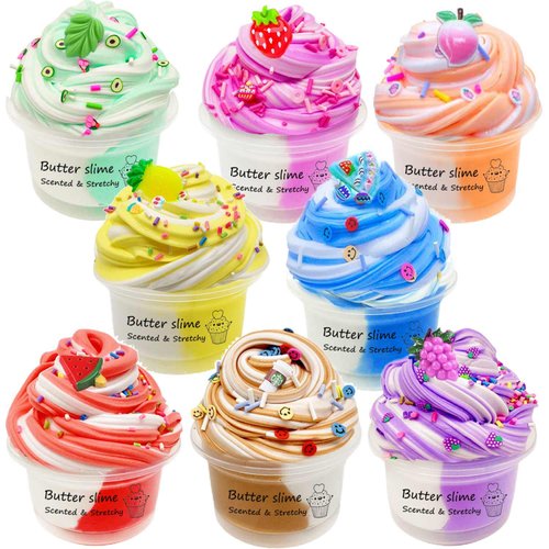 GALXSLIMR New Butter Slime 8 Pack, Scented Slime for Girls and Boys Party Favor, Birthday Gifts, Classroom, Carnival Prizes, Goodie Bag Stuffers,Soft and Non-Sticky