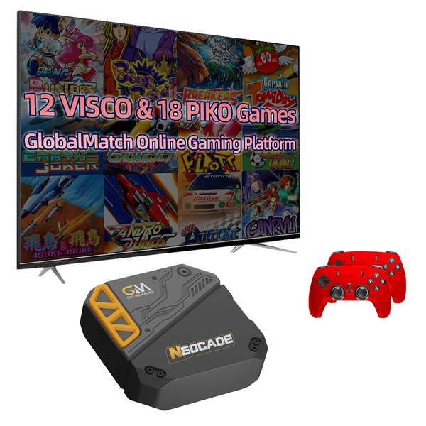 NEOCADE Retro Game Console with Pre-loaded Genuine VISCO and PIKO Games, Online Gaming Platform, 2 Controllers and HDMI Cable Included