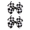2PC Racing Checkered Flag Hair Bow Clips 4 Inch Girls Women Black and White Racing Fan Pigtail Hair Accessories