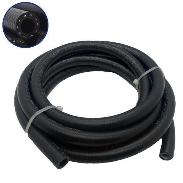 Byredio 3/8 Fuel Line - 10ft 300 psi High-Pressure 300PSI Transmission Cooler Hose NBR Hose For Oil, Gas, Fuel, Diesel, Hydraulic (10mm ID)