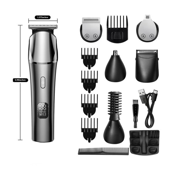 JIN HUAN SHU Men's Beard Trimmer, Men's Hair Clipper and Trimmer Set, Metal Waterproof Body, Electric Razor, Wireless Trimmer Set, Nose, Ears, Body, Face, Beard Beauty Set - Gifts for Men