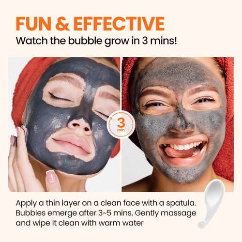 GLAM UP Clean Bubbling Carbonated Clay Mask for Face Purifying- Blackhead Remover, Peel Off, Pore Clearing, Deep Cleansing, Detoxing Bubble Clay Mask, Vegan 135ml (4.56 Fl Oz)