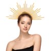2 Pieces Women's Mary Crown Headband Zip Tie Headpiece DIY Gold Crowns for Women Sunburst Spike Headband Costume Headwear Headdress for Halloween