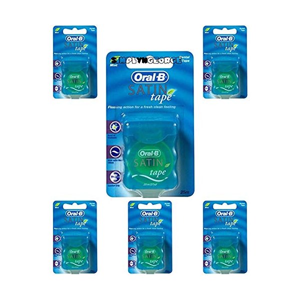 Oral-B Statin Tape Dental Floss 25m (6 Units) by Oral-B Satin Tape Mint