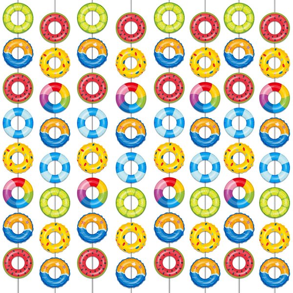 12 Pcs Summer Pool Banners Beach Party Decor Garland Kit Hawaii Summer Beach Hanging Swirl Swimming Ring Paper Cutouts for Tropical Hawaiian Aloha Luau Summer Pool Beach Birthday Favor Party Supplies
