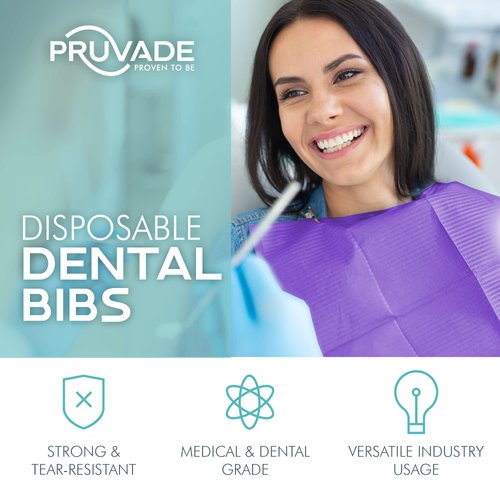 Pruvade Dental Bibs - 125 Pack Adult Disposable Bibs for Dentist, Eating, Tattooing - 13" x 18" - 3-Ply Waterproof Medical Sheets for Piercing, Tattoo Table Station, Nail Techs, Patient Hygiene- Black