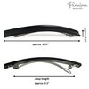 Parcelona French Long and Thin Black Celluloid Hair Clip Barrette