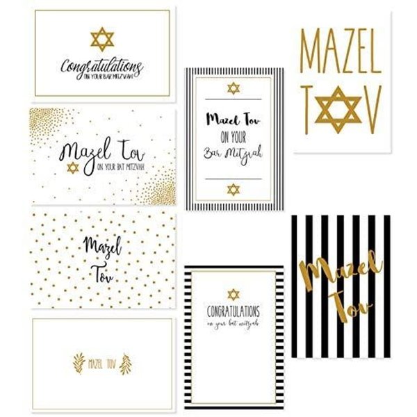 Juvale Bar and Bat Mitzvah Blank Greeting Cards with Envelopes (4 x 6 in, 36 Pack)