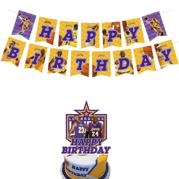 Basketball Happy Birthday Banner Cake Topper Basketball Themed Party Supplies for Birthday Party Decorations