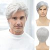 Sabosi Men's White Wigs Short Wigs Natural Looking Heat Resistant Synthetic Hair with Adjustable Cap 180g