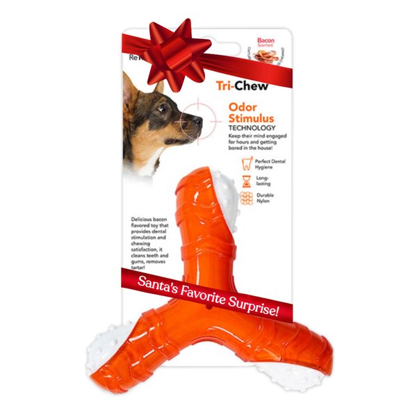 ReThink Pet Tri-Chew Toy for Dogs, Bacon Scented Dog Chew Toys, Long-Lasting & Durable Dog Teething Toys, Chew & Squeeze Odor Stimulating Tough Dog Toys for Boredom