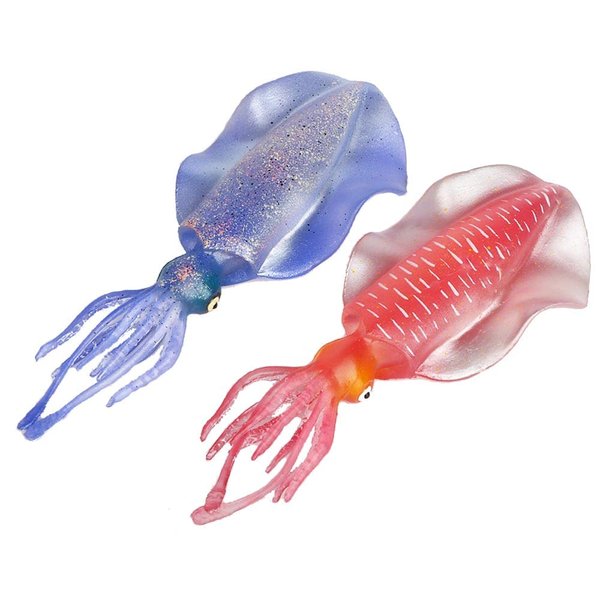 Gemini&Genius 2Pcs Squids Toys, Marine Bioluminescent Animals Cuttlefishes Toys Sea Animal Action Figures Gift Great for Educational, Cake Topper, Swim, Bath Toys, Stocking Stuffers for Kids