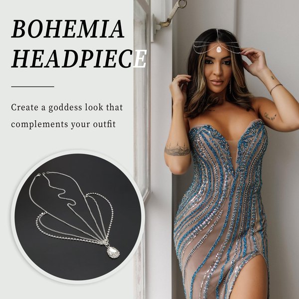 YAEISM Silver Head Chain Bohemia Goddess Rhinestone Headpiece Bride Wedding Party Costume Hair Accessories Vintage Gypsy Headband for Women and Girls…