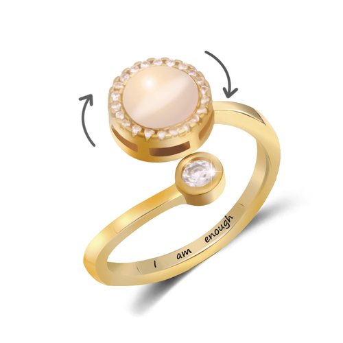 SmileBelle Gold anxiety ring for women, Fidget rings for anxiety for women as birthday gifts, fidget ring for daughter from mom fidget handmade rings as mothers day gifts, moonstone ring for girls