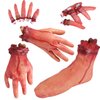 Scary Halloween Bloody Props Dead Body Parts Fake Arm Severed Hands Broken for Haunted House Halloween Vampire Zombie Party Decorations Supplies (Broken hands + feet + fingers)