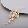 Chargances Bridal Crystal Hair Comb Wedding Blue Beaded Gemstone Hair Side Comb Fashion Flower Headband Headpieces Wedding Prom Flower Girl Hair Accessories for Women and Girls (Gold)