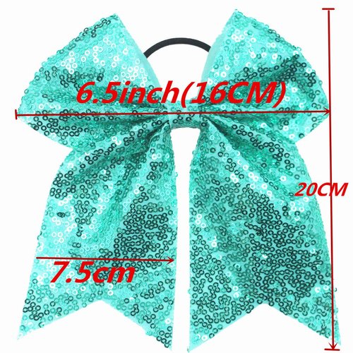 Sunvy Sparkly Sequin Glitter Hair Bows With Rubber Bands 7.5 Inch Big Bows Hair Ties Hair Accessories for Women Girls Kids Chidlren (Red)