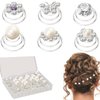 40pcs Brides Spiral Hair Pins,UHOMENY Silver Pearl Hair Pins Crystal Rhinestones Swirl Hair Pins Hair Pins for Bridal Wedding Hair Accessories with Box for Women Girls Wedding Bridal Party