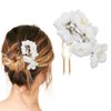White Flower Hair Comb Hair Stick Cloth Art Silk Flowers Hair Updo Accessories Chinese Hair Chopsticks Hairpin Hair Decoration MGPFERD