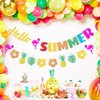 VILIFEVER Glitter Hello Summer Banner with Flamingo, Hello Summer Decorations for Home Office School Decor, Hawaiian Tropical Theme Holiday Birthday Party Supplies, Pre-Strung