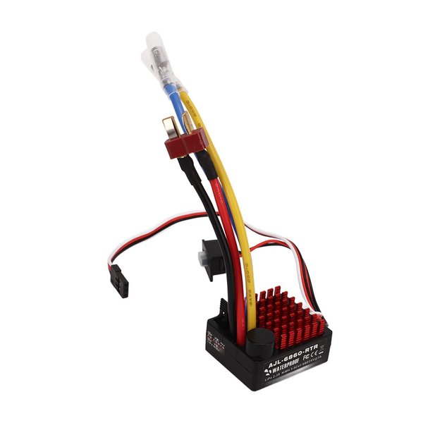 Aoutecen RC Car Brushed ESC, 3 Modes 60A Black Red Voltage AJL 6860 RTR Electronic Speed Controller for 1/10 Boat for 1/10 Tanks