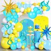 145 Pcs Yellow Blue White Balloon Garland Arch Kit,Cartoon Baby Balloons Party Decorations, for Anime Tropical Ocean Boys Girls Birthday Party Supplies