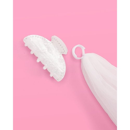 xo, Fetti Bride Veil Claw Clip | Bachelorette Party Decorations Rhinestone Detachable Veil Claw Clip | Bach Accessory, Bride To Be Gift, Bridesmaid Favors