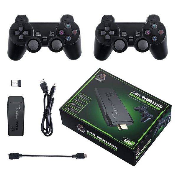 Retro Gaming Console M8 64G Wireless Game Stick,20000+ Games 4K HDMI Output Plug and Play Handheld Game Console with 2.4G Wireless Controller Gamepad for Christmas Birthday Gifts