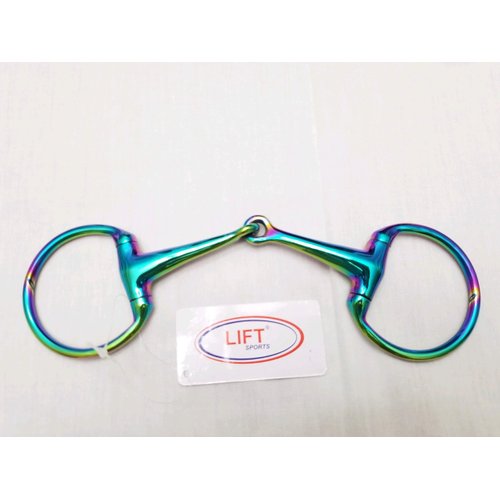 Lift Sports Rainbow Horse Bit Egg Butt Ring Snaffle Stainless Steel Multi Color Loose Ring Tack Equestrian (5 Inch)